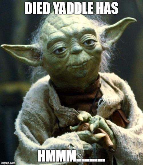 Star Wars Yoda | DIED YADDLE HAS; HMMM........... | image tagged in memes,star wars yoda | made w/ Imgflip meme maker