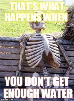Waiting Skeleton | THAT'S WHAT HAPPENS WHEN; YOU DON'T GET ENOUGH WATER | image tagged in memes,waiting skeleton | made w/ Imgflip meme maker