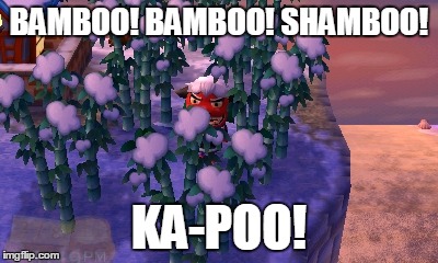 Animal Crossing | BAMBOO! BAMBOO! SHAMBOO! KA-POO! | image tagged in animal crossing | made w/ Imgflip meme maker