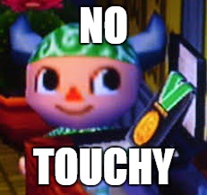 animal crossing medal | NO; TOUCHY | image tagged in animal crossing,medal | made w/ Imgflip meme maker