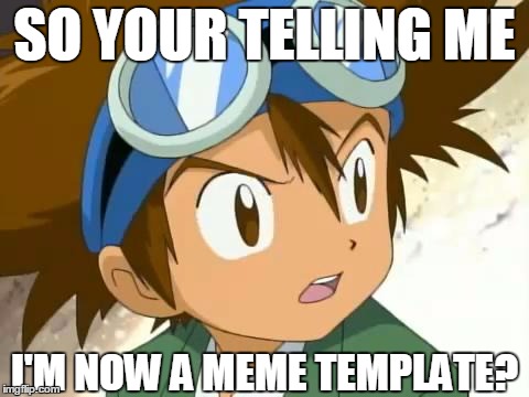 Skeptical Tai | SO YOUR TELLING ME; I'M NOW A MEME TEMPLATE? | image tagged in memes,digimon,skeptical tai | made w/ Imgflip meme maker