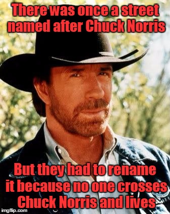 If you see him, he sees you. If you don't see him, you may be moments away from a lot of pain | There was once a street named after Chuck Norris; But they had to rename it because no one crosses Chuck Norris and lives | image tagged in memes,chuck norris,trhtimmy | made w/ Imgflip meme maker