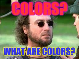 Blinkin | COLORS? WHAT ARE COLORS? | image tagged in blinkin | made w/ Imgflip meme maker