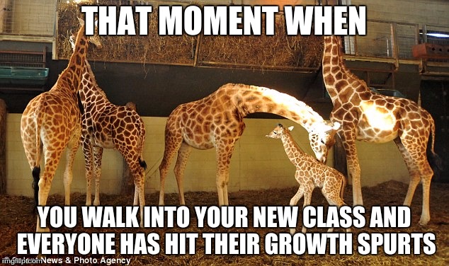 THAT MOMENT WHEN; YOU WALK INTO YOUR NEW CLASS AND EVERYONE HAS HIT THEIR GROWTH SPURTS | image tagged in tall | made w/ Imgflip meme maker
