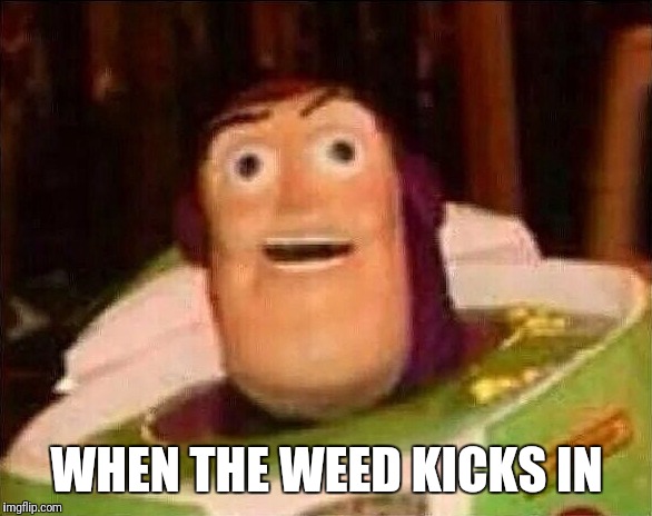 Buzz lightyear is beyond infinity right now | WHEN THE WEED KICKS IN | image tagged in dank,buzz lightyear | made w/ Imgflip meme maker