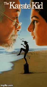 Daniel and Miyagi getting a little to close | image tagged in gifs,karate kid | made w/ Imgflip images-to-gif maker