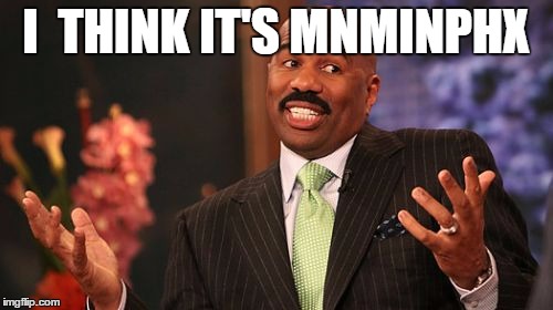 I  THINK IT'S MNMINPHX | image tagged in memes,steve harvey | made w/ Imgflip meme maker