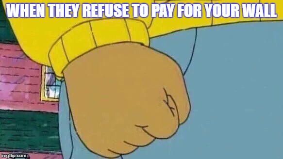 Arthur Fist | WHEN THEY REFUSE TO PAY FOR YOUR WALL | image tagged in memes,arthur fist | made w/ Imgflip meme maker