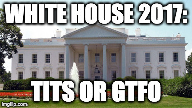 WHITE HOUSE 2017:; TITS OR GTFO | image tagged in white house | made w/ Imgflip meme maker