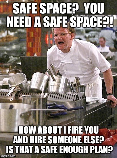 The millennial's biggest employment challenge | . | image tagged in memes,hell's kitchen,safe space,fired | made w/ Imgflip meme maker