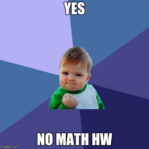 Success Kid | YES; NO MATH HW | image tagged in memes,success kid | made w/ Imgflip meme maker