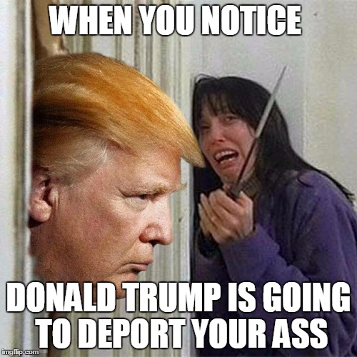 Donald trump here's Donny | WHEN YOU NOTICE; DONALD TRUMP IS GOING TO DEPORT YOUR ASS | image tagged in donald trump here's donny | made w/ Imgflip meme maker