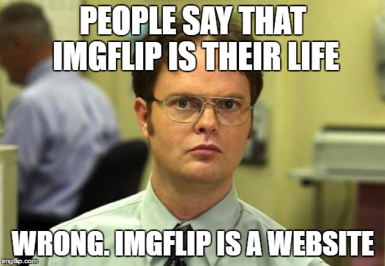 Dwight Schrute Meme | PEOPLE SAY THAT IMGFLIP IS THEIR LIFE; WRONG. IMGFLIP IS A WEBSITE | image tagged in memes,dwight schrute | made w/ Imgflip meme maker
