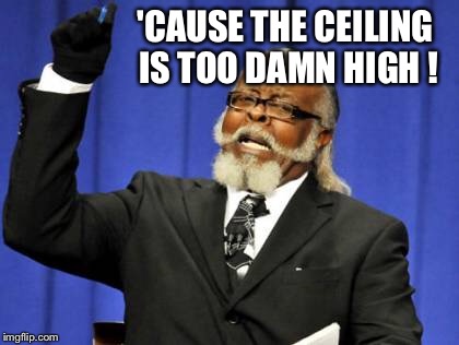 Too Damn High Meme | 'CAUSE THE CEILING IS TOO DAMN HIGH ! | image tagged in memes,too damn high | made w/ Imgflip meme maker