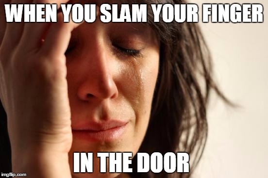 First World Problems Meme | WHEN YOU SLAM YOUR FINGER; IN THE DOOR | image tagged in memes,first world problems,stubbing toe,toe,slam in door | made w/ Imgflip meme maker