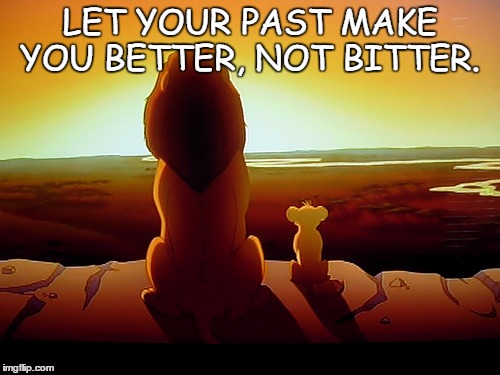 Lion King Meme | LET YOUR PAST MAKE YOU BETTER, NOT BITTER. | image tagged in memes,lion king | made w/ Imgflip meme maker