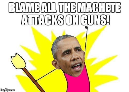 X All The Y Meme | BLAME ALL THE MACHETE ATTACKS ON GUNS! | image tagged in memes,x all the y | made w/ Imgflip meme maker