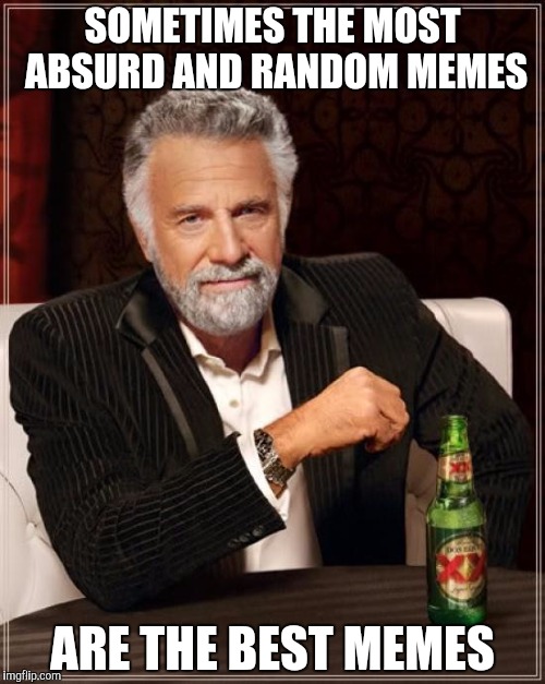 Kinda running out of ideas  | SOMETIMES THE MOST ABSURD AND RANDOM MEMES; ARE THE BEST MEMES | image tagged in memes,the most interesting man in the world | made w/ Imgflip meme maker