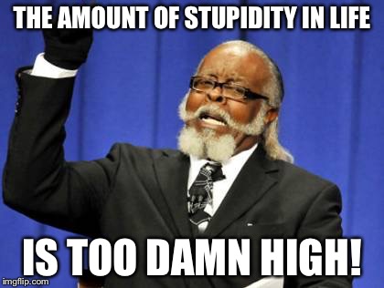 Too Damn High Meme | THE AMOUNT OF STUPIDITY IN LIFE; IS TOO DAMN HIGH! | image tagged in memes,too damn high | made w/ Imgflip meme maker