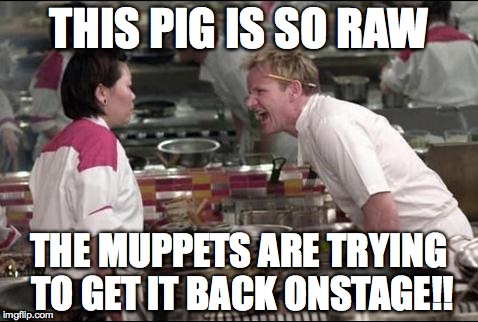 Angry Chef Gordon Ramsay Meme | THIS PIG IS SO RAW; THE MUPPETS ARE TRYING TO GET IT BACK ONSTAGE!! | image tagged in memes,angry chef gordon ramsay | made w/ Imgflip meme maker