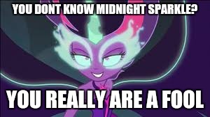 YOU DONT KNOW MIDNIGHT SPARKLE? YOU REALLY ARE A FOOL | made w/ Imgflip meme maker