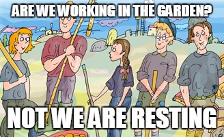 liad oliel | ARE WE WORKING IN THE GARDEN? NOT WE ARE RESTING | image tagged in liad oliel | made w/ Imgflip meme maker