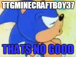 sonic that's no good | TTGMINECRAFTBOY37; THATS NO GOOD | image tagged in sonic that's no good,rant,memes,funny,sonic the hedgehog,youtube | made w/ Imgflip meme maker