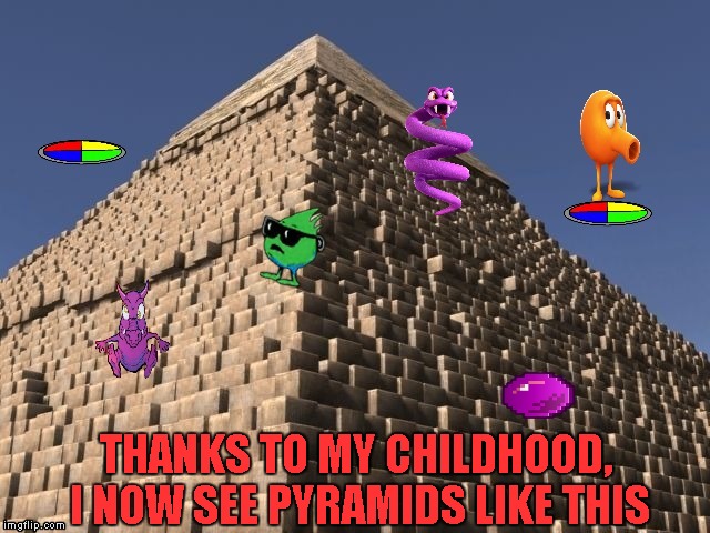 I loved being an juvenile delinquent of the 80's!!! | THANKS TO MY CHILDHOOD, I NOW SEE PYRAMIDS LIKE THIS | image tagged in q-bert,memes,pyramids,80's video games,fun | made w/ Imgflip meme maker