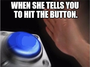 Blank Nut Button Meme | WHEN SHE TELLS YOU TO HIT THE BUTTON. | image tagged in blank nut button | made w/ Imgflip meme maker