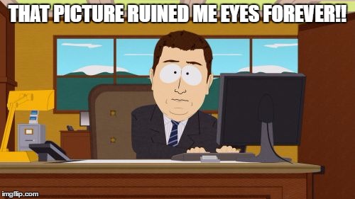 Aaaaand Its Gone | THAT PICTURE RUINED ME EYES FOREVER!! | image tagged in memes,aaaaand its gone | made w/ Imgflip meme maker