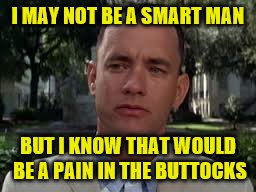 I MAY NOT BE A SMART MAN BUT I KNOW THAT WOULD BE A PAIN IN THE BUTTOCKS | made w/ Imgflip meme maker