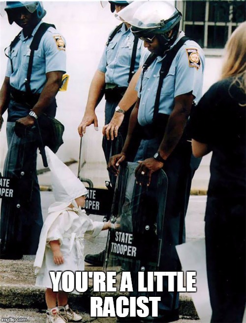 You're a little racist | YOU'RE A LITTLE RACIST | image tagged in little racist | made w/ Imgflip meme maker