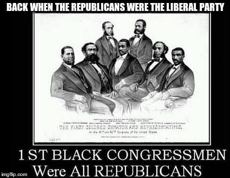 Liberal Party |  BACK WHEN THE REPUBLICANS WERE THE LIBERAL PARTY | image tagged in republicans,blacks,liberals | made w/ Imgflip meme maker