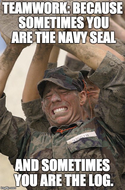Sometimes you are the log | TEAMWORK:
BECAUSE SOMETIMES YOU ARE THE NAVY SEAL; AND SOMETIMES YOU ARE THE LOG. | image tagged in navy seals,teamwork | made w/ Imgflip meme maker