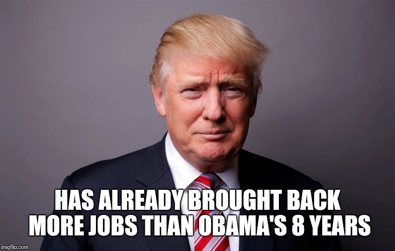 HAS ALREADY BROUGHT BACK MORE JOBS THAN OBAMA'S 8 YEARS | made w/ Imgflip meme maker