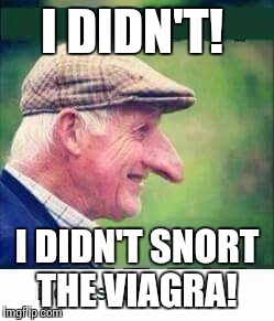 Big nose |  I DIDN'T! I DIDN'T SNORT THE VIAGRA! | image tagged in big nose | made w/ Imgflip meme maker