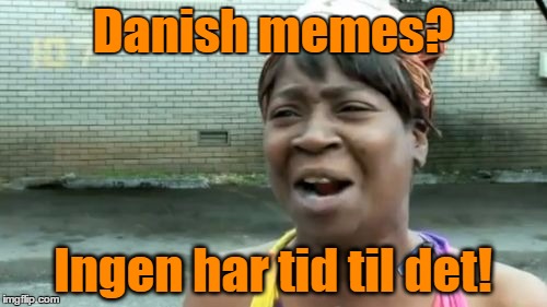 Ain't Nobody Got Time For That Meme | Danish memes? Ingen har tid til det! | image tagged in memes,aint nobody got time for that | made w/ Imgflip meme maker