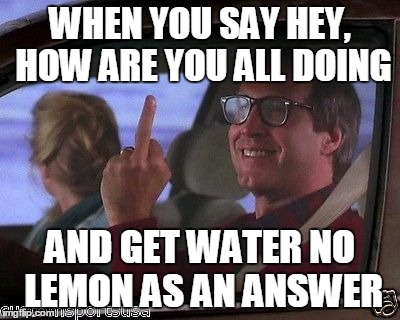 WHEN YOU SAY HEY, HOW ARE YOU ALL DOING; AND GET WATER NO LEMON AS AN ANSWER | image tagged in servers | made w/ Imgflip meme maker