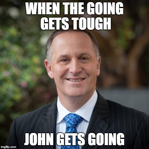 My man Key quit | WHEN THE GOING GETS TOUGH; JOHN GETS GOING | image tagged in prime minister | made w/ Imgflip meme maker