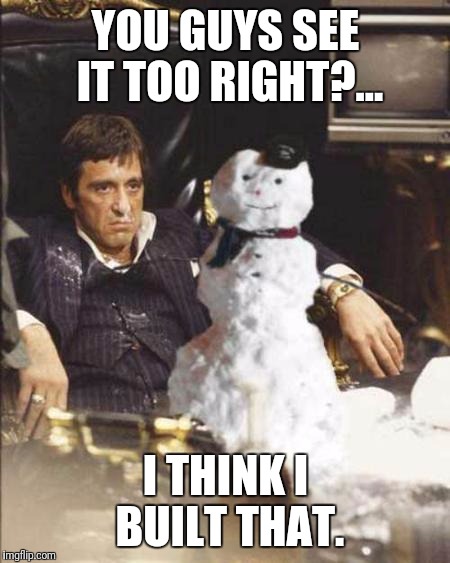 Scarface-SnowMang | YOU GUYS SEE IT TOO RIGHT?... I THINK I BUILT THAT. | image tagged in scarface-snowmang | made w/ Imgflip meme maker