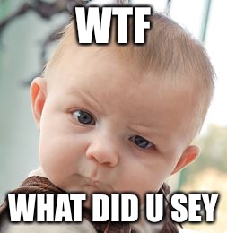 Skeptical Baby | WTF; WHAT DID U SEY | image tagged in memes,skeptical baby | made w/ Imgflip meme maker