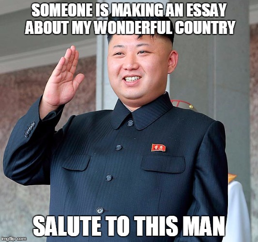 Yep. I did that. | SOMEONE IS MAKING AN ESSAY ABOUT MY WONDERFUL COUNTRY; SALUTE TO THIS MAN | image tagged in kim jong un,essay,north korea,interesting,it's true | made w/ Imgflip meme maker