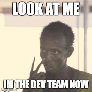 Look At Me | LOOK AT ME; IM THE DEV TEAM NOW | image tagged in memes,look at me | made w/ Imgflip meme maker