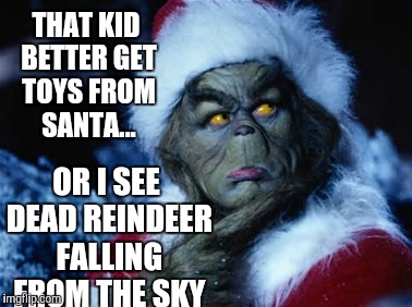 THAT KID BETTER GET TOYS FROM SANTA... OR I SEE DEAD REINDEER FALLING FROM THE SKY | made w/ Imgflip meme maker