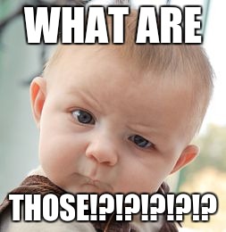 Skeptical Baby Meme | WHAT ARE; THOSE!?!?!?!?!? | image tagged in memes,skeptical baby | made w/ Imgflip meme maker