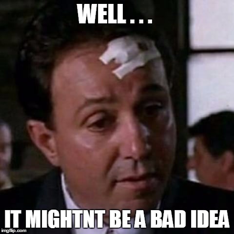 It mightn't be a bad idea | WELL . . . IT MIGHTNT BE A BAD IDEA | image tagged in bad idea,good idea,goodfellas | made w/ Imgflip meme maker