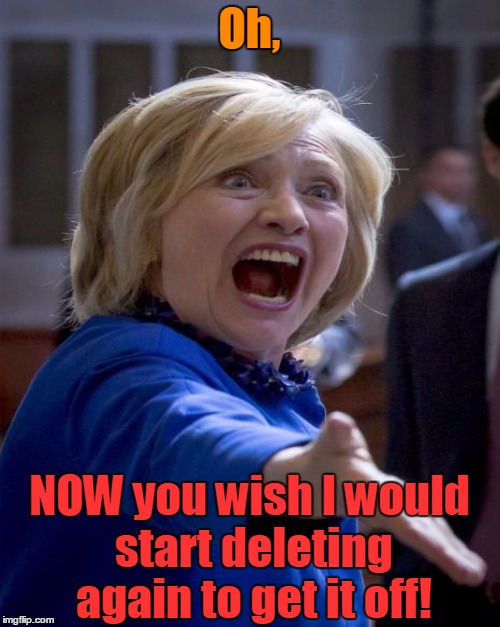 Oh, NOW you wish I would start deleting again to get it off! | made w/ Imgflip meme maker