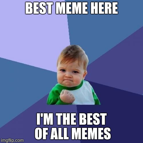 Success Kid Meme | BEST MEME HERE; I'M THE BEST OF ALL MEMES | image tagged in memes,success kid | made w/ Imgflip meme maker