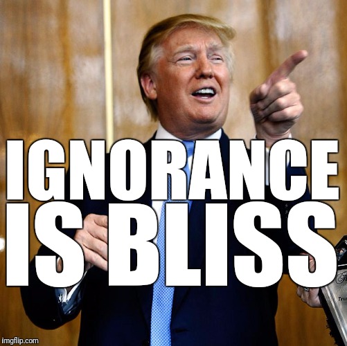 Donald Trump | IGNORANCE; IS BLISS | image tagged in donald trump | made w/ Imgflip meme maker