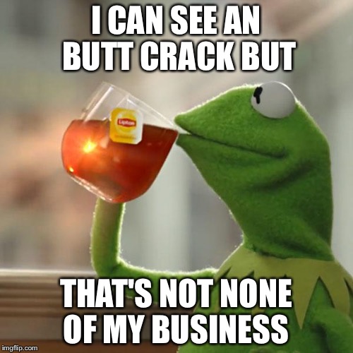 But That's None Of My Business | I CAN SEE AN BUTT CRACK BUT; THAT'S NOT NONE OF MY BUSINESS | image tagged in memes,but thats none of my business,kermit the frog | made w/ Imgflip meme maker